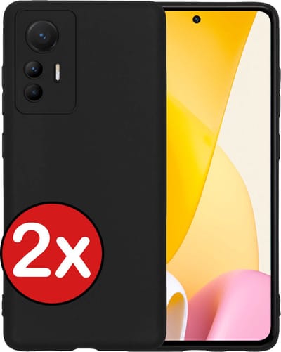 Hoesje - 2 Stuks - Geschikt voor Xiaomi 12 Lite - Sterk & Shockproof - Telefoonhoes - Back Cover - Case Siliconen - Telefoon Hoes - Zwart