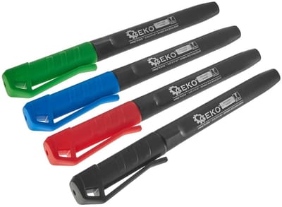 GEKO 4-delige set permanente markers - Kleurrijk - Weerbestendig - 1.0-1.5 mm lijn - Voor bouwmaterialen