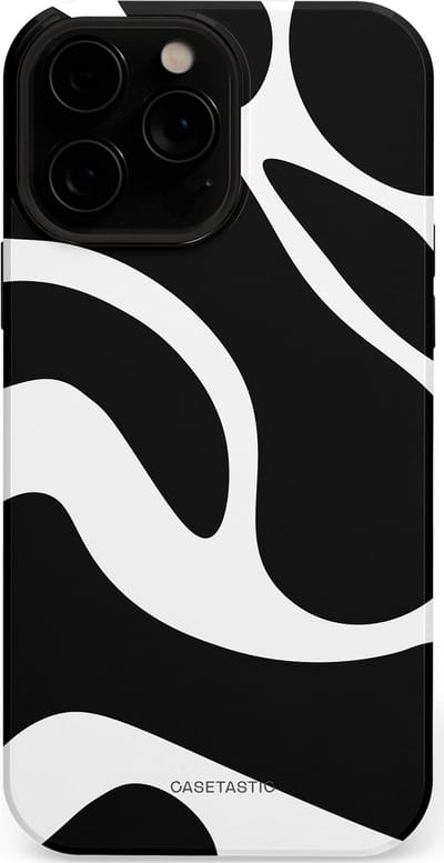 Casetastic Hoesje Geschikt voor Apple iPhone 13 Pro Max Magsafe - Stijlvolle Beschermende Duo-layer Case - Zwart Wit Golven