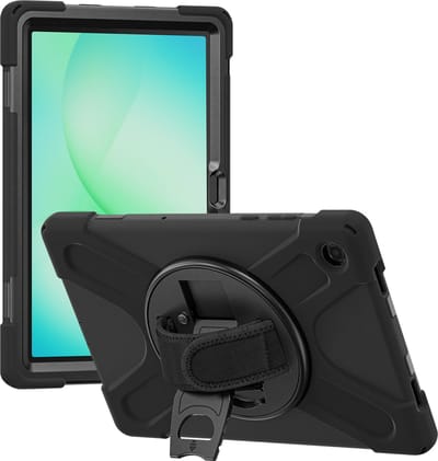 4smarts, Hoesje Geschikt voor Galaxy Tab A9 Plus Roterende Handgreep 360 Standaard, Zwart