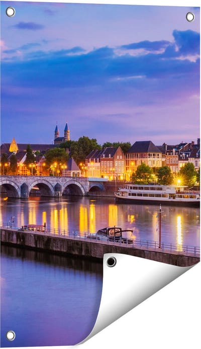 Gards Tuinposter Maastricht Maas Rivier bij de Sint Servaasbrug - 40x60 cm - Tuindoek - Tuindecoratie - Wanddecoratie buiten - Tuinschilderij