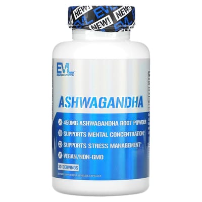 EVLution Nutrition, Ashwagandha, 450 mg, 30 Capsules Végétales