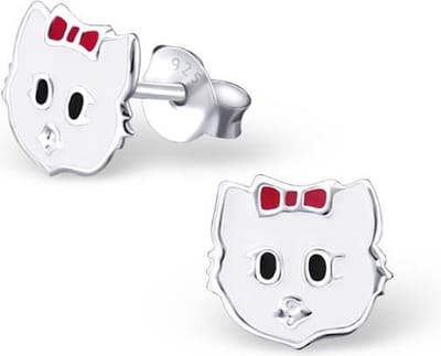 Princess Oorbellen Kitty White - 925 Zilver - Dier - Kitten - ∅7mm