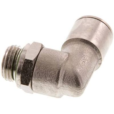 10mm x G1/4'' 90 graden L-verbinding Messing Insteekfitting Buitendraad Draaibaar FKM