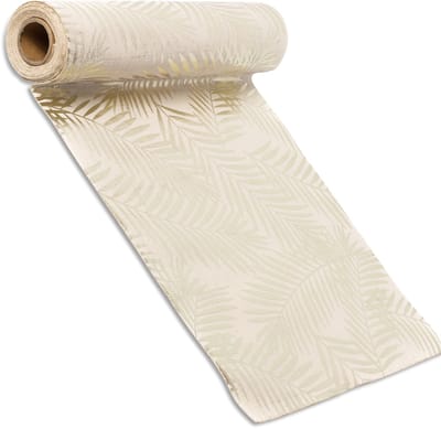 ARTYFETES - Gouden palmblad linnen tafelloper 28 cm x 5 m chic en natuurlijk