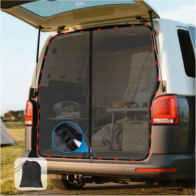 SnelShoppen - Mosquito Net VW T5 T6 Achterklep Vliegenhor Magnetisch | Insectenbescherming, Rits, Snelle Montage, Eenvoudige Toegang, Camping Accessoi