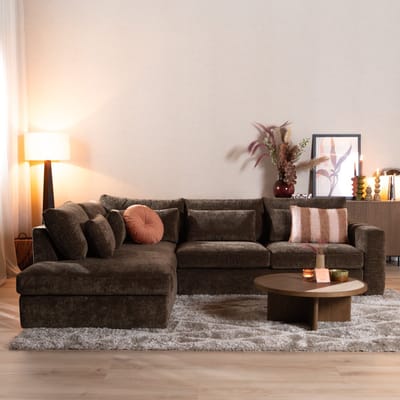 Bronx71® Hoekbank Kyle chenille mocha links