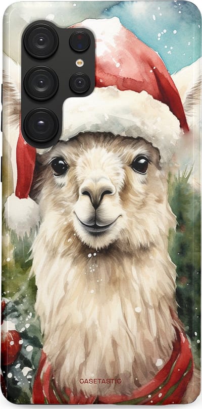 Casetastic hoesje geschikt voor Samsung Galaxy S25 Ultra - Dubbellaagse bescherming - Kerst Lama - Fashion Case - Taupe Lichtgrijs Donkergrijs Saliegroen