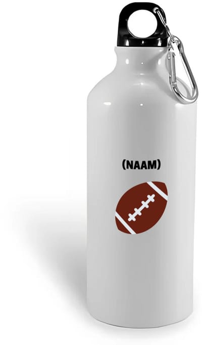 Hacebo® - Rugbybal met eigen naam waterfles - Rugby - mensen die houden van rugby - gepersonaliseerde - sport - rugby liefhebbers - verjaardagscadeau - kado - gift - geschenk - verrassing - water fles - 400ML