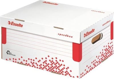 15 x Esselte Archiefdoos met klapdeksel SPEEDBOX - A4+ Rood/wit gerecyleerd karton - 15 St (623911)