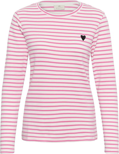Kaffe Liddy T-Shirt Dames T-shirt - Chalk/PinkPower-Black Heart
