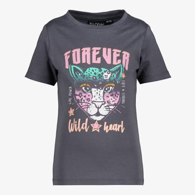 TwoDay meisjes T-shirt met luipaard zwart roze - Maat 92
