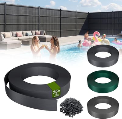PVC Sichtschutzstrips - Met 50 Bevestigingsclips - Voor Dubbelstaafmatten & Enkelstaafmattenhek - 35m x 4,7cm - 100% Ondoorzichtig - Windbeschermend - UV-bestendig & Waterdicht - Antraciet - NAIZY