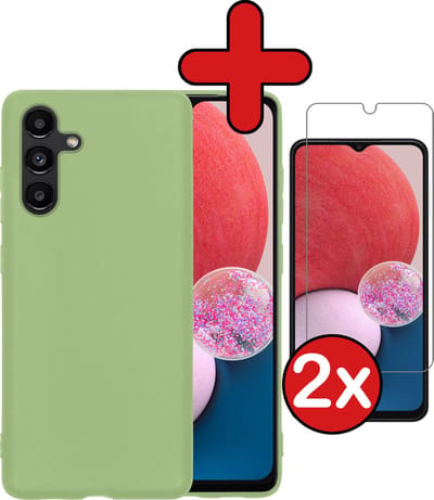 Hoesje - Met 2x Screenprotector - Geschikt voor Samsung Galaxy A13 5G - Sterk & Shockproof - Telefoon Hoes - Back Cover - Siliconen Case - Telefoonhoes - Groen