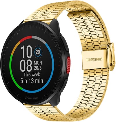 Strap-it Luxe roestvrij stalen smartwatch band - geschikt voor Polar Pacer / Ignite / Ignite 2 / Ignite 3 / Unite - goud