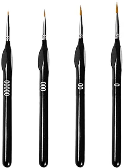Set van 4 fijne detailpenselen voor precisiewerk