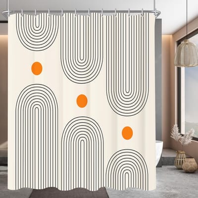 Unyqoos® Stijlvol Douchegordijn Met Geometrisch Design, Waterafstotend En Schimmelwerend Voor Badkamercomfort
