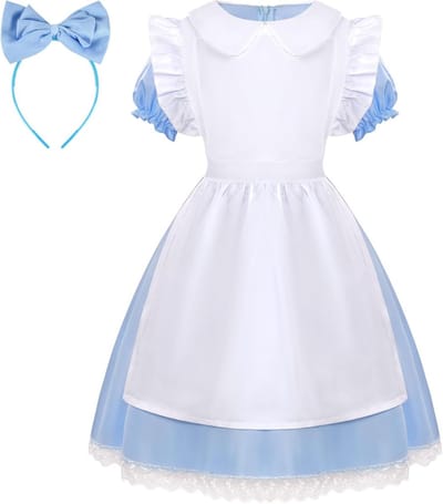 Alice Kostuums voor Kinderen en Peuters - Wonderland Jurken Set met Haarband, Feestoutfit voor Boekenweek en Verkleedpartijen
