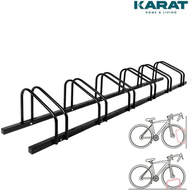 FLOORDIREKT Fietsenrek Linus - Voor Vloer- of Wandmontage - Verschillende Maten - Zwart - Voor 6 Fietsen