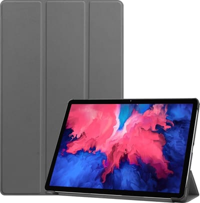 Hoes - Geschikt voor Lenovo Tab P11 Plus - Dun & Stevig - Trifold Bookcase - Hard Cover - Hardcover Book Case - Tablet Hoesje - Grijs