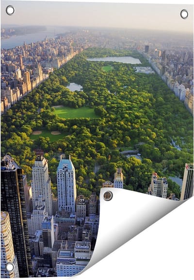 Gards Tuinposter Central Park in New York met Wolkenkrabbers - 40x50 cm - Tuindoek - Tuindecoratie - Wanddecoratie buiten - Tuinschilderij
