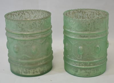 ZoeZo Design - 2 stuks - Waxinelichtjeshouder - glas - mint - zilver - licht groen - H11,5 x Ø9 cm