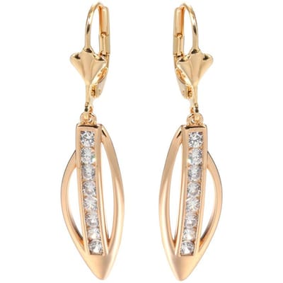 Mode Natuurlijke Zirconia Kwast Oorbellen Voor Vrouwen Fijne Roségoud Lange Hangende Oorbellen Mode Sieraden beige