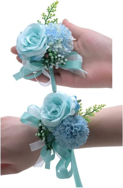 Handgemaakte Zijden Bloemen Pols Corsage en Boutonniere Set voor Bruiloft en Feest