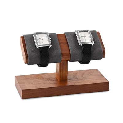 Dailygoods- Horlogestandaard Hout - Sieradenhouder - Sieradenstandaard voor 2 Horloges - Horlogeopslag - Sieradendisplay - Afmetingen 15,5 x 7 x 9,7 cm