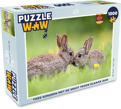 Puzzel Twee konijnen met de snuit tegen elkaar aan - Legpuzzel - Puzzel 1000 stukjes volwassenen
