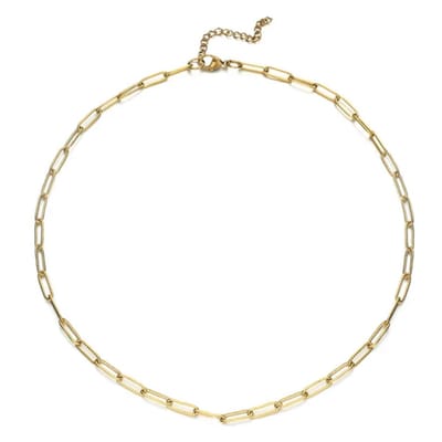 schakelketting - Paperclip - Stainless Steel verguld - goud kleurig - Dames ketting - The Jewellery salon