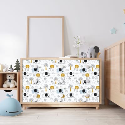 Zelfklevende vinylsticker op rol, per meter verkrijgbaar - Afwasbare sticker voor keuken, meubels, kasten of deuren - Afrikaanse dieren - 60x100cm