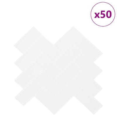 vidaXL - Visgraat - Tegel - 50 - st - Wit - 30 - x - 30 - cm - Polyurethaan - en - PET