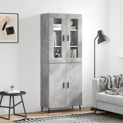 vidaXL - Hoge - kast - 69,5x34x180 - cm - bewerkt - hout - betongrijs