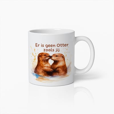 Schattige Otter Koppel Mok – “Er is geen Otter zoals jij” Liefdevol Keramisch Cadeau voor Dierenliefhebbers