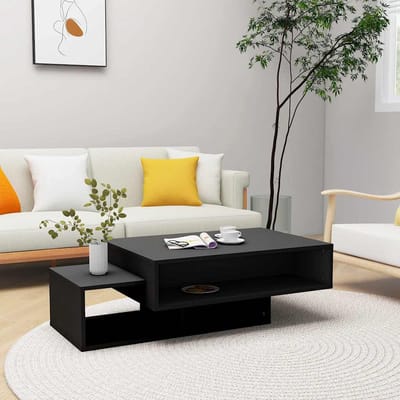 vidaXL - Salontafel - 105x55x32 - cm - bewerkt - hout - zwart