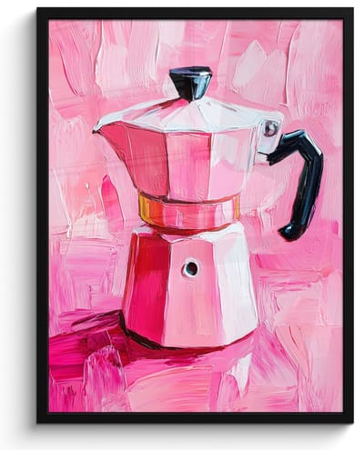 Poster in lijst - Fotolijst 50x70 cm - Posters - Roze - Verf - Coffee - Posterlijst zwart - Decoratie - Wanddecoratie woonkamer - Muurdecoratie slaapkamer