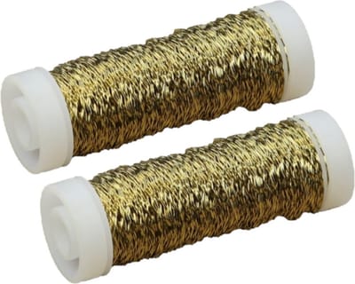 HBX Natural Living Wikkeldraad - 2x rolletjes -goud- 25 gr- bouillon -metaaldraad - hobby