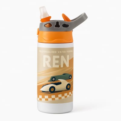 Opvallende Bold Neon Drinkfles – Stijlvolle Fles voor Creatieve en Trendy Liefhebbers - Waterfles voor kinderen (wit/oranje)