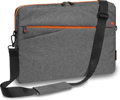 Laptoptas 13,3 inch schoudertas grijs/oranje - Ideaal voor school en werk