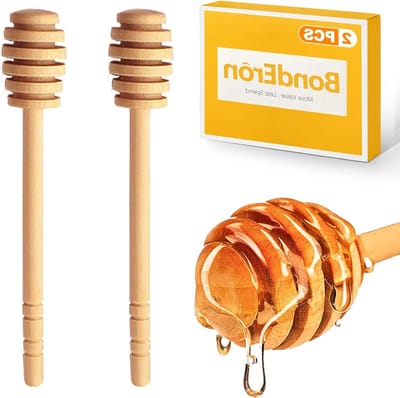 Set van 2 honinglepels van olijfhout 16 cm met spiraal, duurzaam en perfect voor honing, siroop en thee, ideaal als cadeau voor keukenliefhebbers
