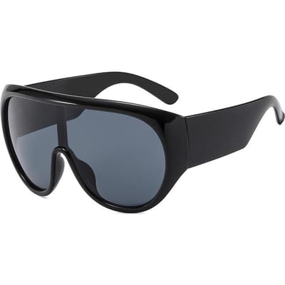 Oversized Vintage Zonnebril met Groot Montuur Dames Voor Mannen Luxe Designer Zonnebrillen Punk Populair Verbonden Lens Tinten UV400 black