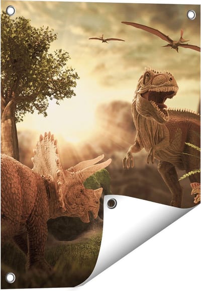 Gards Tuinposter Dinosauri�rs in de Natuur - Dino's - 40x50 cm - Tuindoek - Tuindecoratie - Wanddecoratie buiten - Tuinschilderij