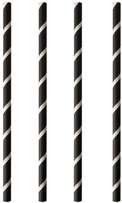 8x 100 Shake rietjes papier Ø 8 mm · 20 cm zwart/wit Stripes