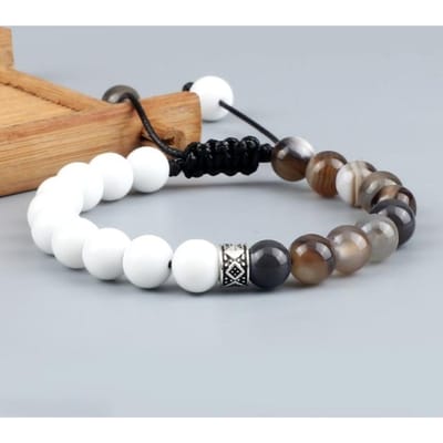 Bracelet de perles blanches tendance pour hommes et femmes, fait à la main, œil de tigre naturel, pierre de lave, fil d'onyx, réglable, bijoux énergétiques de Yoga white