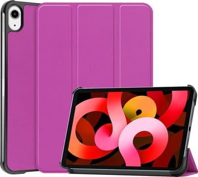 Hoesje Geschikt voor Apple iPad Air 5 (2022) - 10.9 inch - 5e Generatie - M1 - Dun & Stevig - Trifold Bookcase - Hard Cover - Hardcover Book Case - Tablet Hoes - Paars