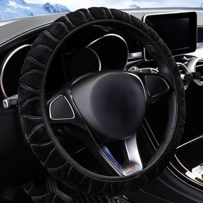 Famanu – Fluffy pluche stuurhoes voor auto, antislip en warm, universele maat 37-38 cm