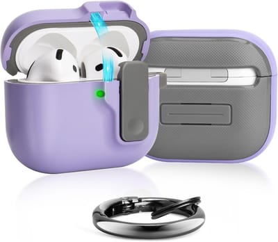 Duurzame Beschermhoes voor AirPods 4e Generatie, Elastisch Ontwerp, TPU Materiaal, Schokbestendig, Stofdicht, Ondersteunt Draadloos Opladen, Paars