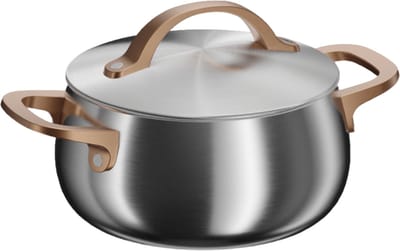 BergHOFF Home Kookpan 18 cm - Rvs Kookpot met Deksel - Geschikt voor Inductie en Alle Warmtebronnen - PFAS-Vrije-Kasserol - Oven- en Vaatwasserbestendige Pot - 2,8 L - Warm Blush