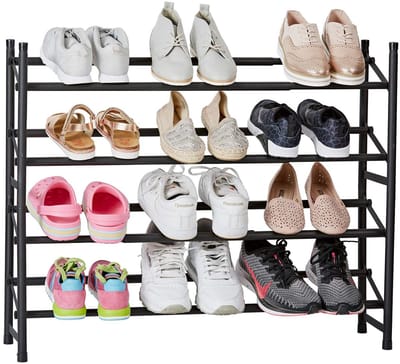 IT STORE IT Loft smalle schoenenrek van metaal, matzwart | Ruimtebesparend schoenenrek, voor maximaal 20 paar schoenen, uitschuifbaar, stapelbaar, stabiel, 68 x 62-116 x 23 cm